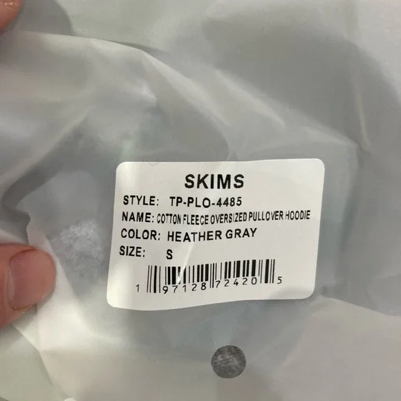 NEW! SKIMS Oversized Cotton Fleece Pullover Hoodie Heather Gray Sz XSmall, Small - Picture 8 of 9